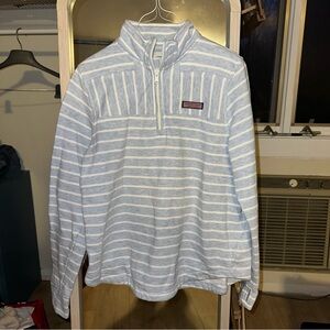 Vineyard Vines Light Blue and White 1/4 Zip